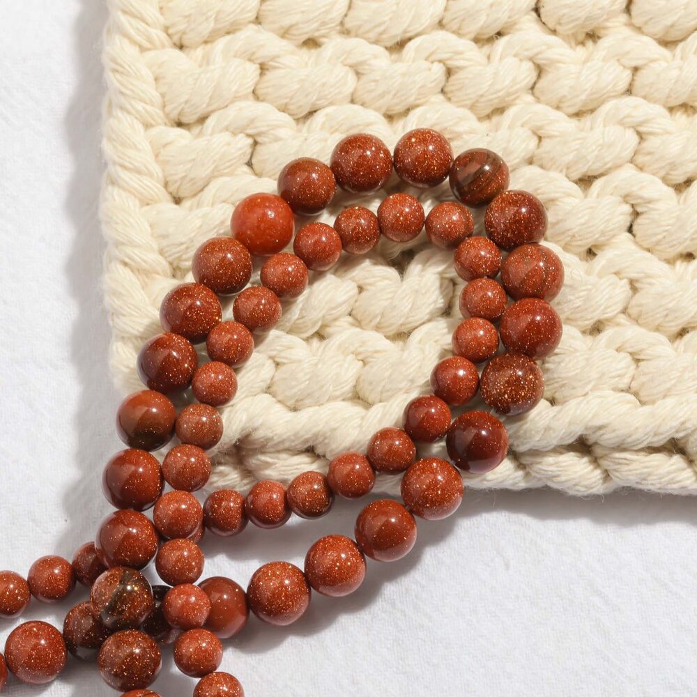 6mm Gold Sandstone Round Beads DIY Jewelry Making